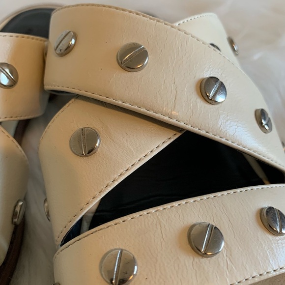 Rebecca Minkoff Cream Studded Slide Sandals - Picture 2 of 4